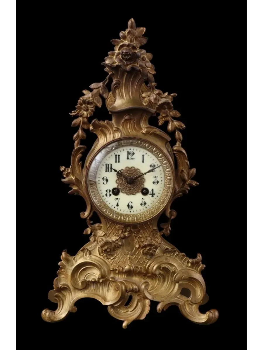 Антикварные каминные часы Рококо 1880